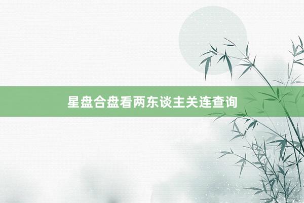 星盘合盘看两东谈主关连查询